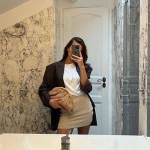 NA-KD Beige Crochet Mini Skirt